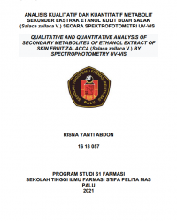 Analisis Kualitatif Dan Kuantitatif Metabolit Sekunder Ekstrak Etanol Kulit Buah Salak (Salaca zallca V) secara Spektrofotometeri UV-VIS