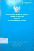 Undang-Undang Republik Indonesia Nomor 20 Tahun 2003 Tentang Pendidikan