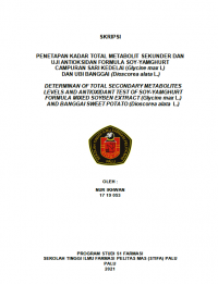 Penetapan Kadar Total Metabolit Sekunder Dan Uji Antioksidan Formula Soy-Yamghurt Campuran Sari Kedelai (Glycline max L.) Dan Ubi Banggai (Dioscorea alata L.)