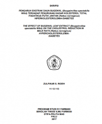 PENGARUH EKSTRAK DAUN BUGENVIL (Bougainvilles spectabillis Willd) TEREHADAP PENURUNAN KADAR KOLESTROL TOTAL PADA TIKUS PUTIH JANTAN (Rattus norvegicus) HIPERKOLESTEROLEMIA-DIABETES